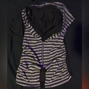 Black and Gray Sleeveless Hoodie Sweater